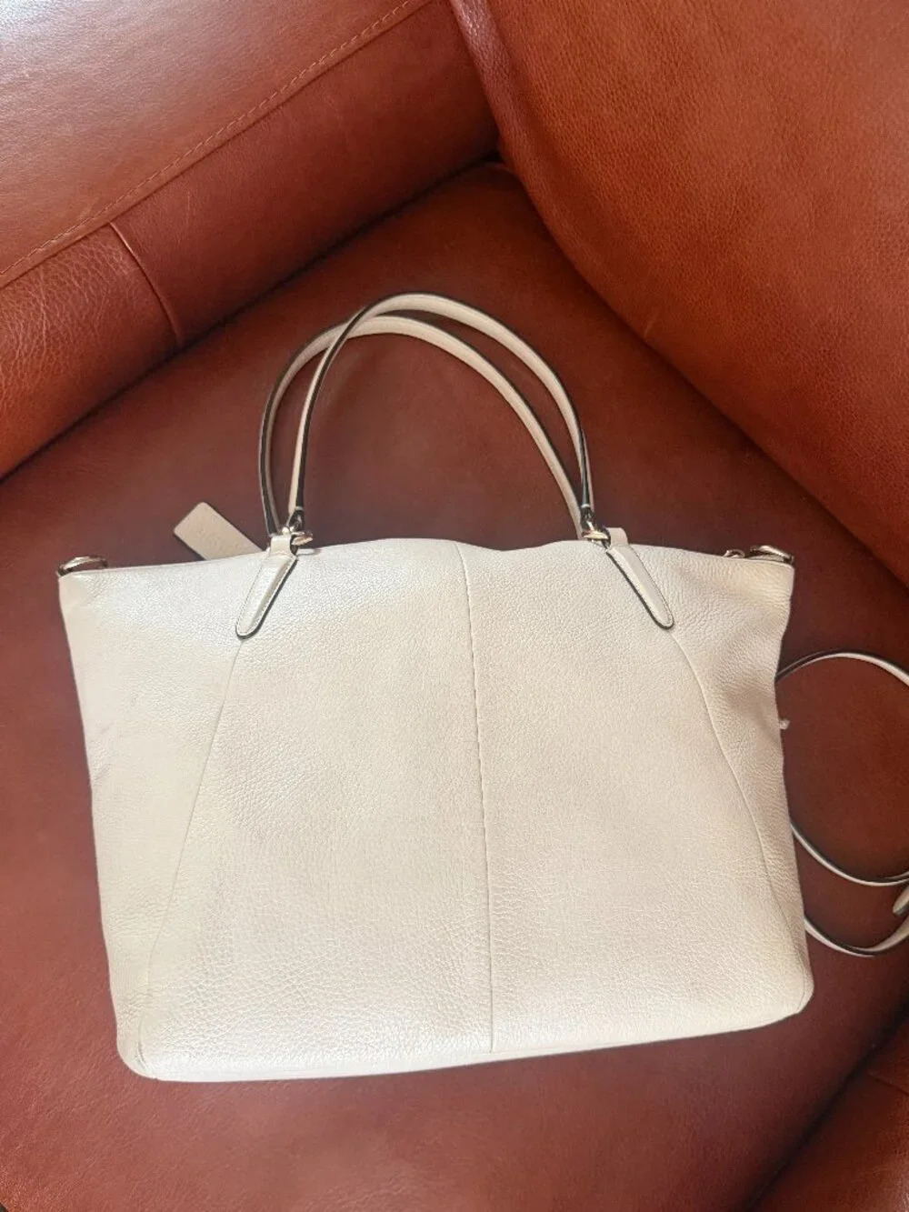 COACH Kelsey Large Pebbled Off -White Leather Shoulder Tote Bag - F36591